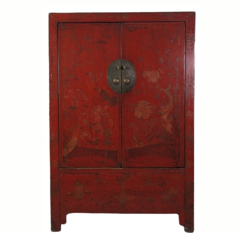 Red Lacquer Antique Chinese Cabinet
