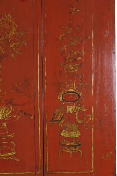 Red Antique Chinese Wedding Cabinet – 77 inches Tall