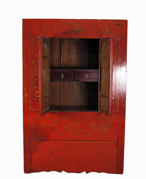 Red Antique Chinese Wedding Cabinet – 77 inches Tall