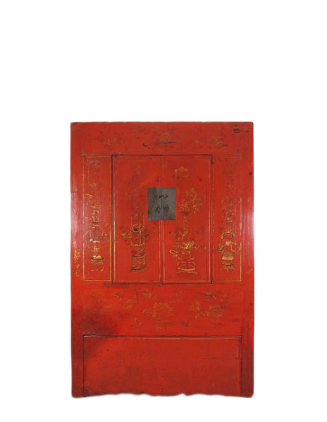 Red Antique Chinese Wedding Cabinet – 77 inches Tall