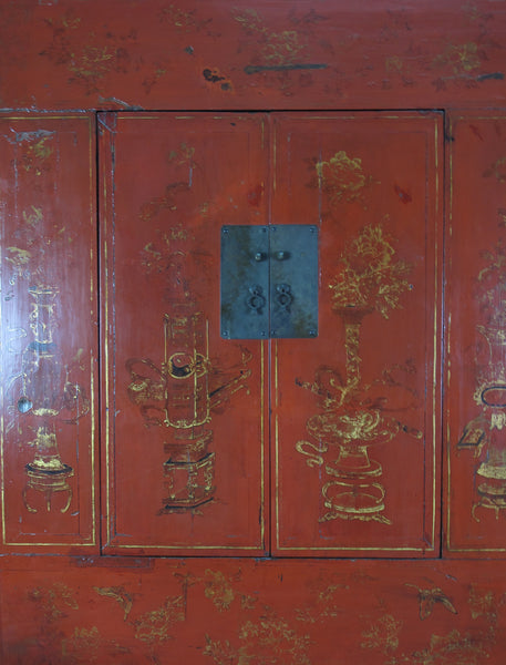 Red Antique Chinese Wedding Cabinet – 77 inches Tall