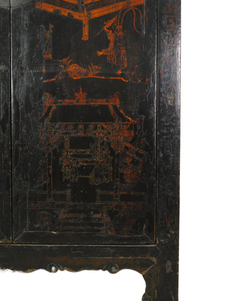 Large 84" Inch Tall  Black Chinese Antique Cabinet