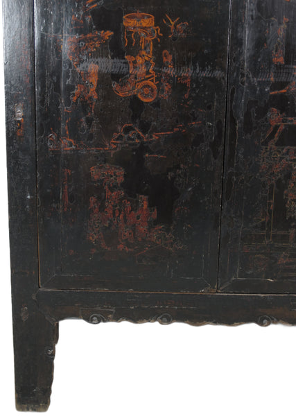 Large 84" Inch Tall  Black Chinese Antique Cabinet