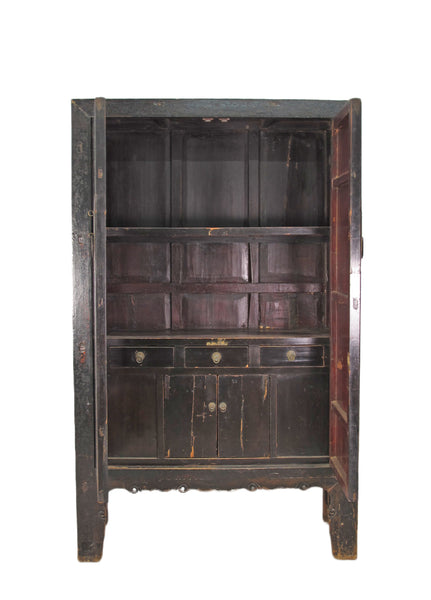 Large 84" Inch Tall  Black Chinese Antique Cabinet