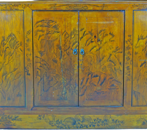 Hand Painted Chinese Antique Display Cabinet – 59 inches tall, Hand-Painted Design