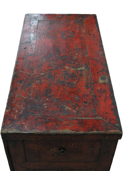 Hand Painted Flower Wreath Antique Gansu Tibetan Cabinet