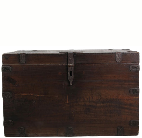 Large Brown Antique Dutch Cabinet Trunk – 28 inches tall