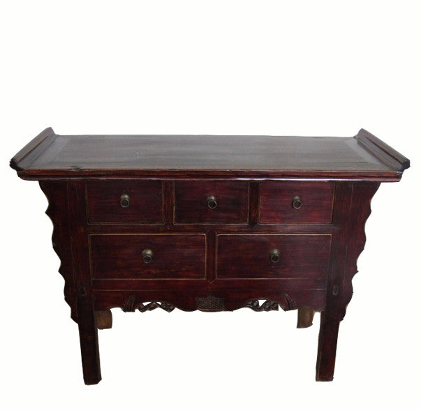 Reddish Brown Five Drawers Console Table - Dyag East