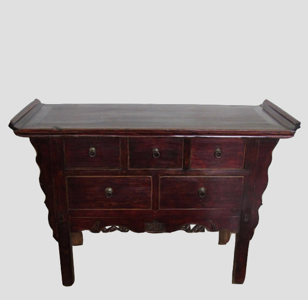 Reddish Brown Five Drawers Console Table - Dyag East