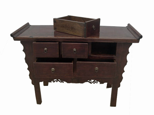 Reddish Brown Five Drawers Console Table - Dyag East