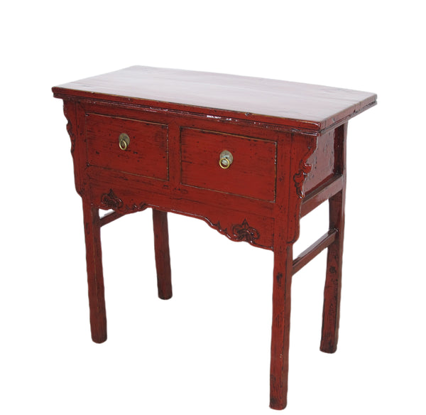 Small Red Vintage Wine Console Table