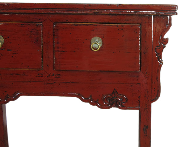 Small Red Vintage Wine Console Table