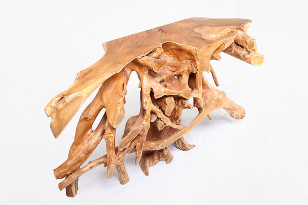 Naturel Teak Root Console Table, Brown