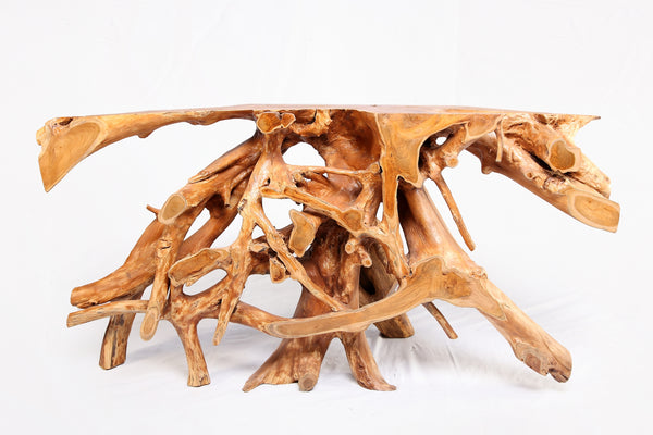 Naturel Teak Root Console Table, Brown