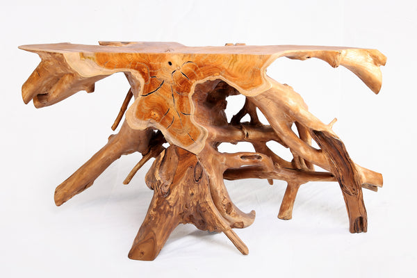 Naturel Teak Root Console Table, Brown