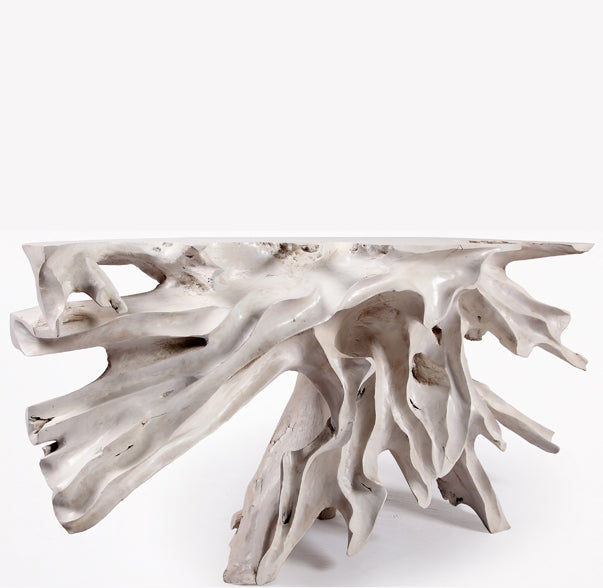 Z-Naturel Teak Root Console Table, White Wash