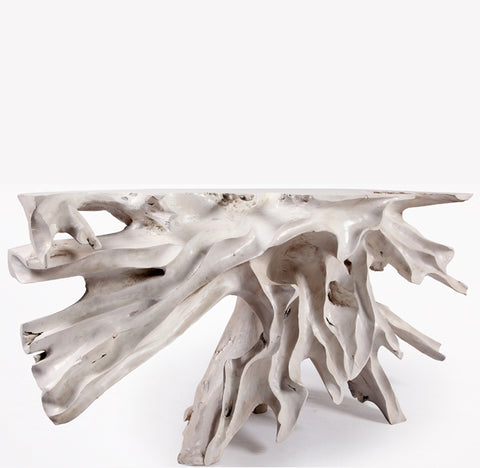 Z-Naturel Teak Root Console Table, White Wash
