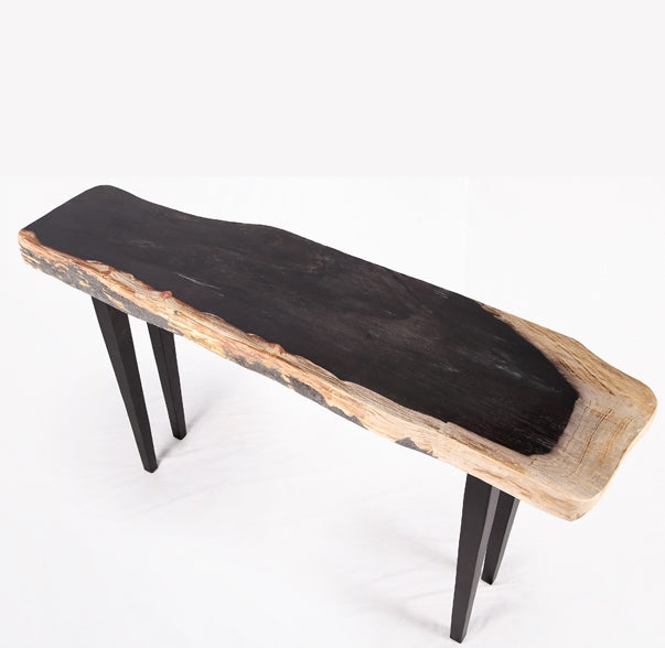 One Slab Living Edge Petrified Wood Console Table 51
