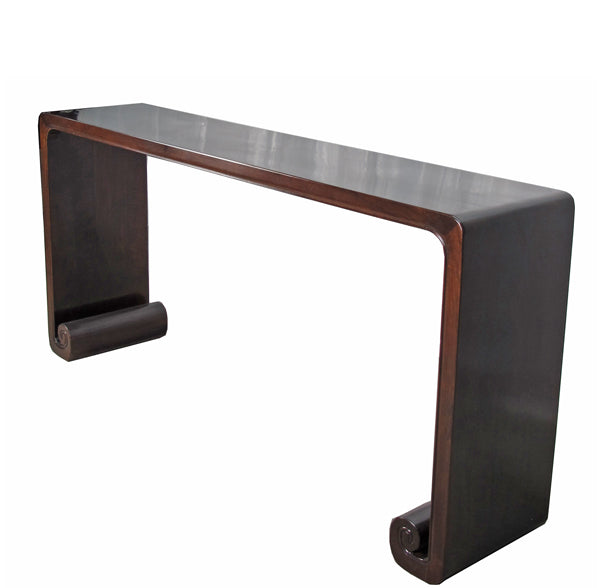 Brown Walnut Water Fall Console Table