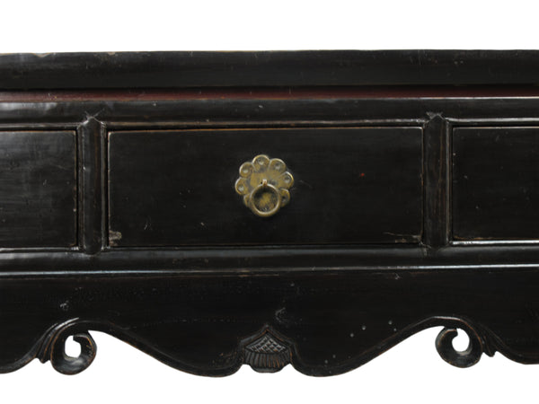 Antique Chinese Black Lacquer Altar Console Table