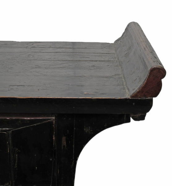 Antique Chinese Black Lacquer Altar Console Table