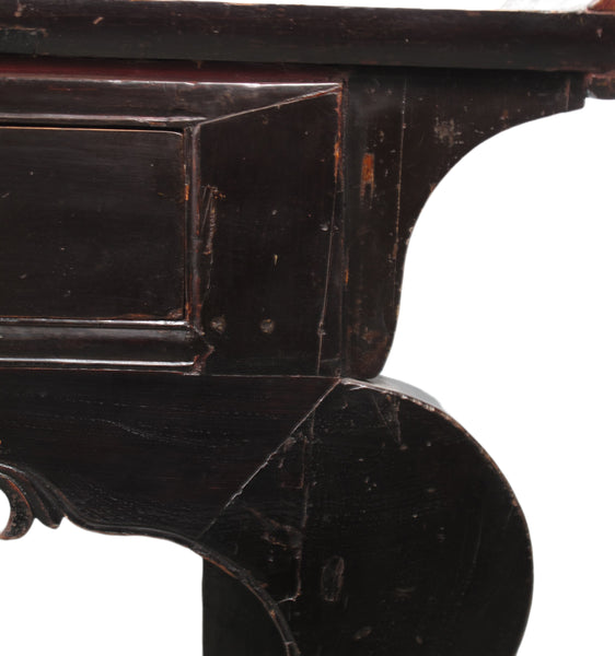 Antique Chinese Black Lacquer Altar Console Table