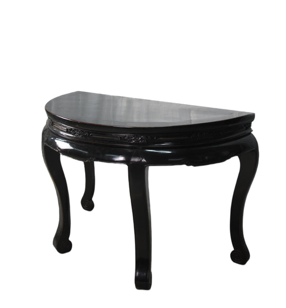 Half Moon Antique Black Lacquer Chinese Hallway Console Table