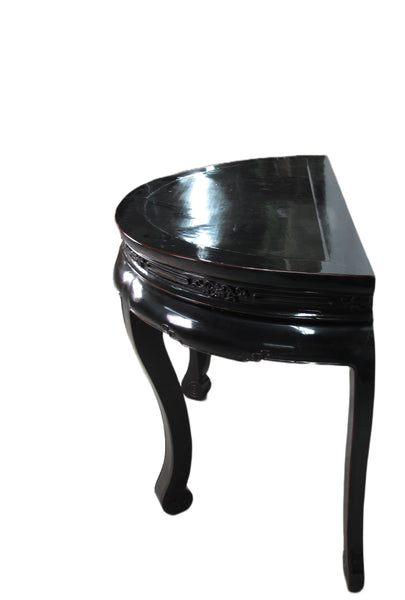 Half Moon Antique Black Lacquer Chinese Hallway Console Table