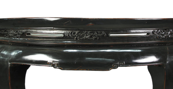 Half Moon Antique Black Lacquer Chinese Hallway Console Table