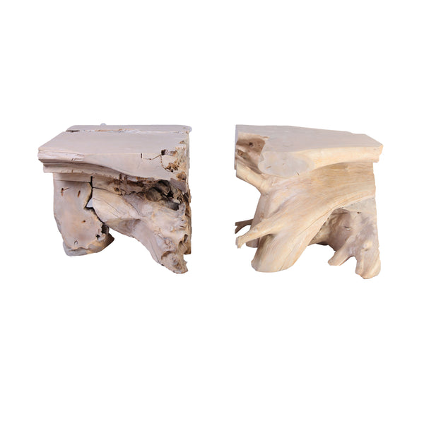 Pair of Sculptured Teak Root Coffee Table Base 1