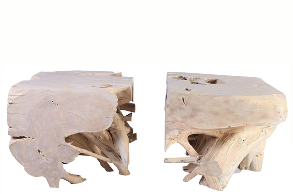 Z-Pair of Sculptured Teak Root Coffee Table Base 2