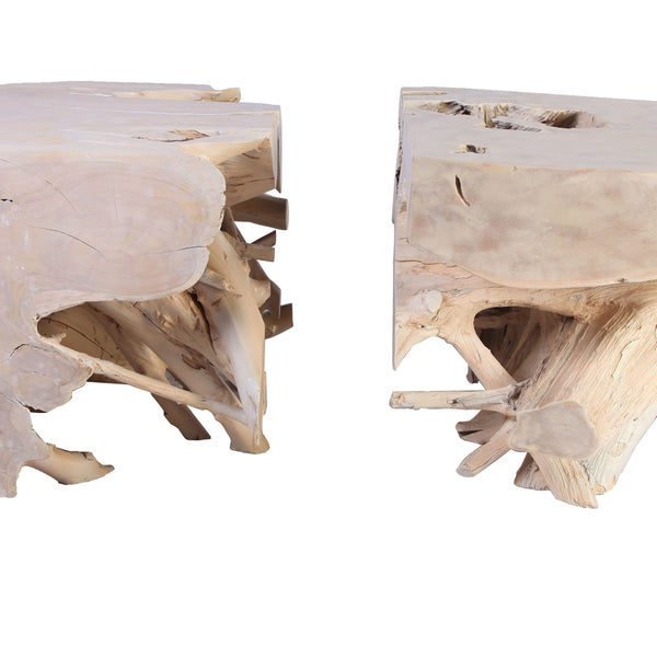 Z-Pair of Sculptured Teak Root Coffee Table Base 2