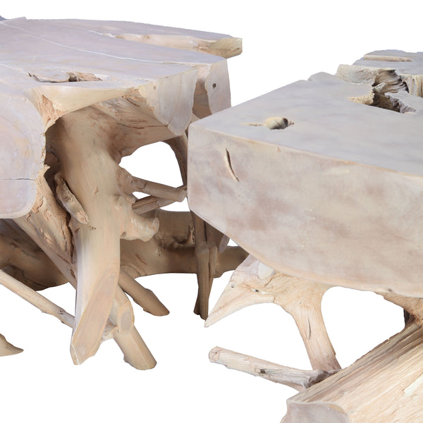 Z-Pair of Sculptured Teak Root Coffee Table Base 2