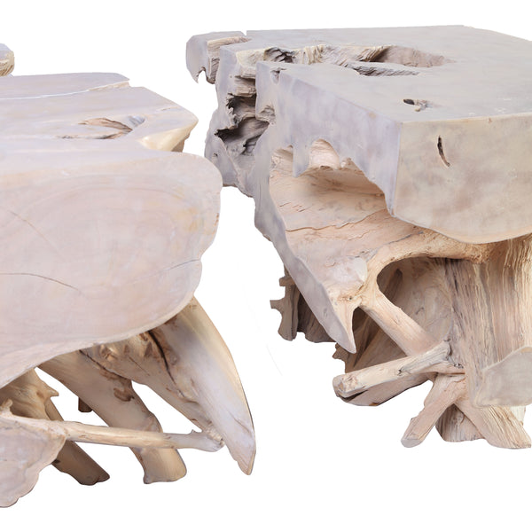 Z-Pair of Sculptured Teak Root Coffee Table Base 2