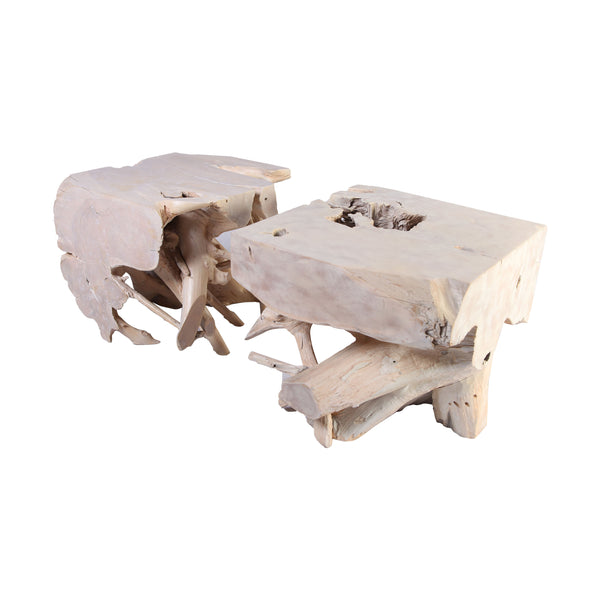 Z-Pair of Sculptured Teak Root Coffee Table Base 2