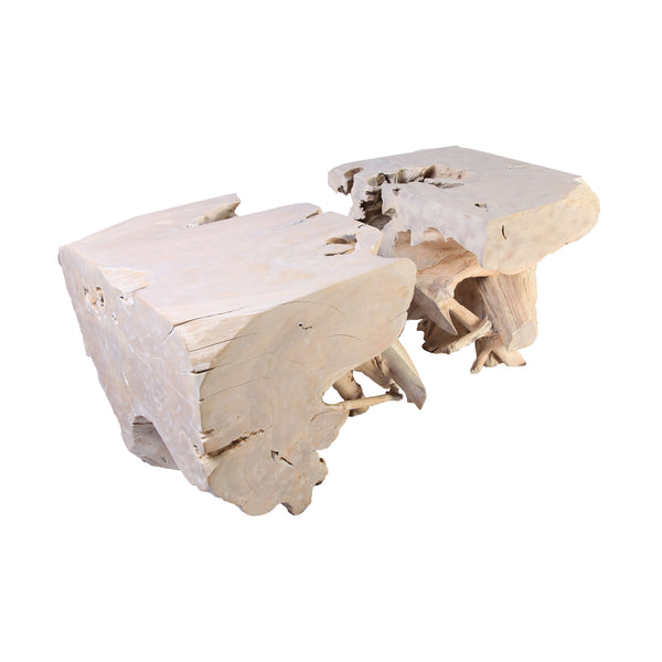 Z-Pair of Sculptured Teak Root Coffee Table Base 2