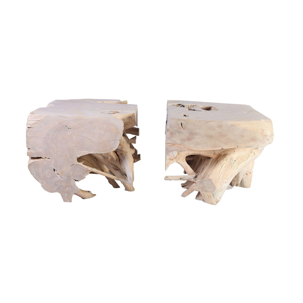 Z-Pair of Sculptured Teak Root Coffee Table Base 2