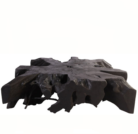 Black Square Living Edge Teak Root Coffee Table