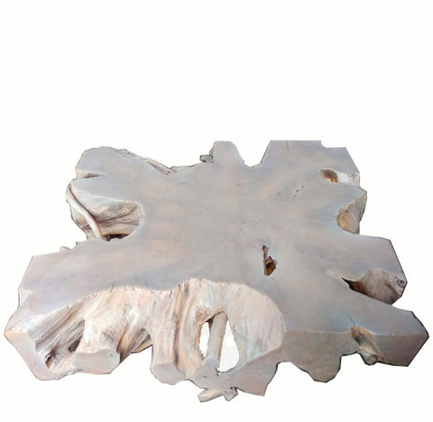 Bleach White Organic Teak Root Coffee Table 2