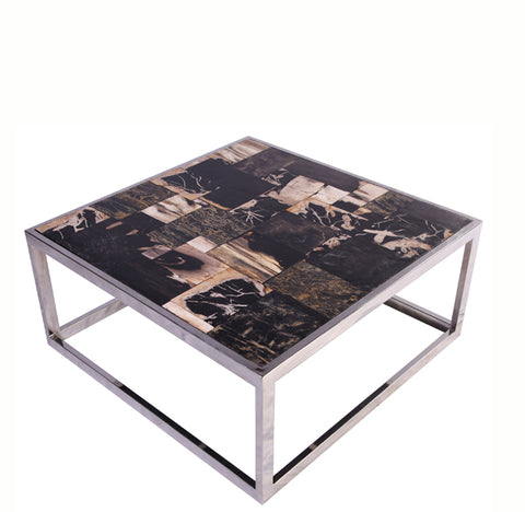 Square Sliced Petrified Wood Top Coffee Table