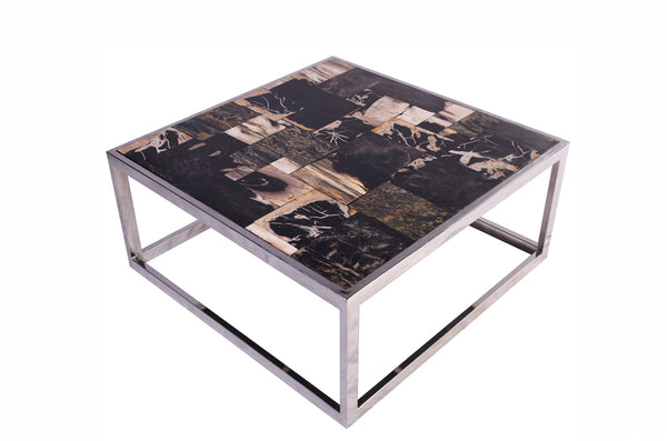 Square Sliced Petrified Wood Top Coffee Table
