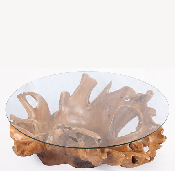 Round Organic Sculptured Teak Root Based Coffee Table 12