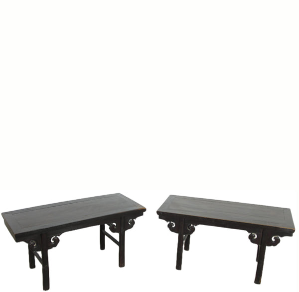 Z-Clouds Spandrels Antique Chinese Coffee Table or Accent Table, A Pair