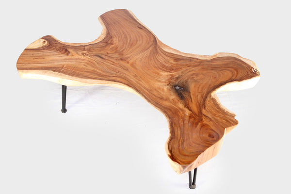 One Slab Living Edge Coffee Table With Black Iron Legs 48