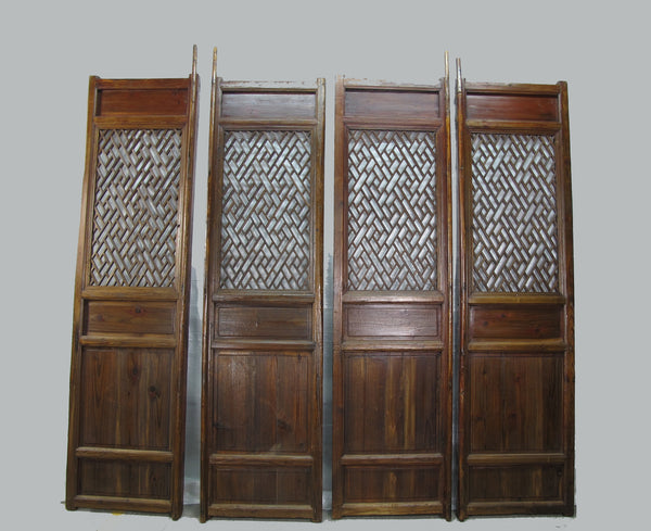 Set of 4 Antique Lattice Screen Door Panel