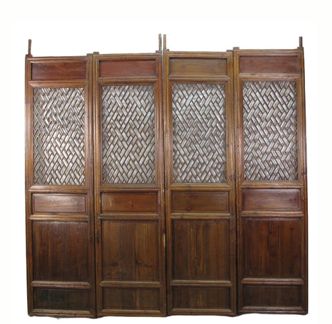 Set of 4 Antique Lattice Screen Door Panel