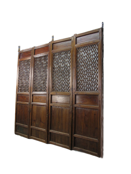 Set of 4 Antique Lattice Screen Door Panel