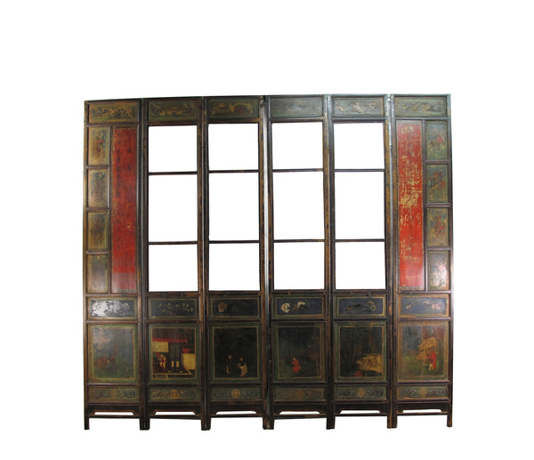 Mid 19th Century Hand Painted Room Divider - Set of 6