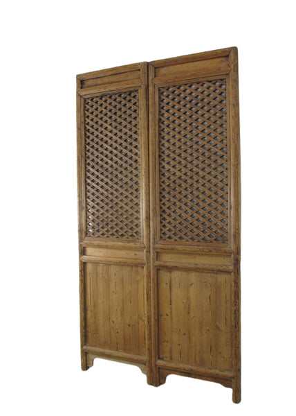 Early 20 Century Antique Chinese Screen Door - A Set of Lattice Screen Panels