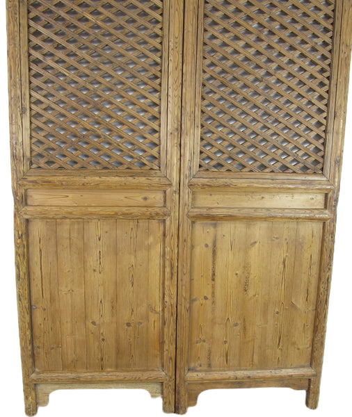 Early 20 Century Antique Chinese Screen Door - A Set of Lattice Screen Panels